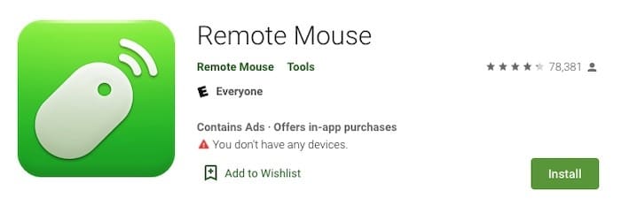 Utiliser Android Phone Mouse Résultats du Mac Play Store
