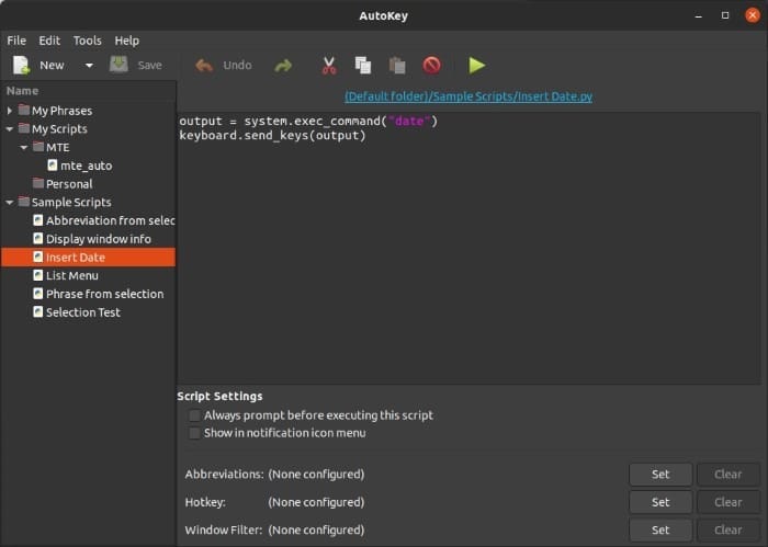 Créer des raccourcis Linux avec le script Python Autokey