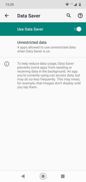Arrêtez les applications utilisant les données mobiles Android Data Saver 2