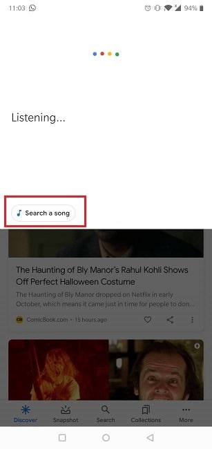 Meilleures applications identifiant la musique Google App Search Song