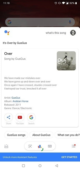 Meilleures applications identifiant la musique Résultats de l'assistant Google