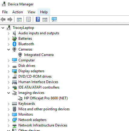 Liste des périphériques dans le gestionnaire de périphériques Windows
