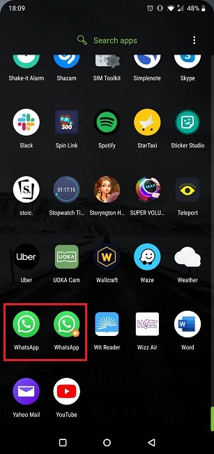 Whatsapp Deux comptes Apps parallèles Afficher le tiroir d'applications