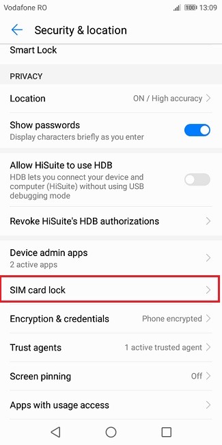 Comment changer le verrouillage de la carte SIM sur Android 8