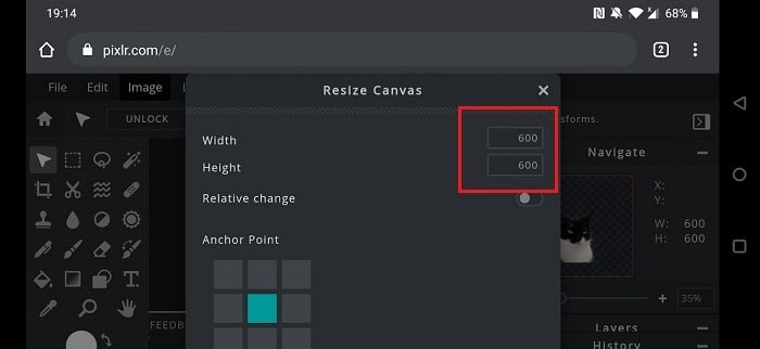 Comment créer une icône d'application personnalisée Pixlr Resize Canvas
