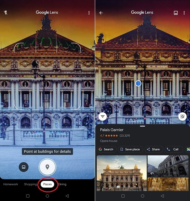 Filtre de lieux de six autres fonctionnalités de Google Lens