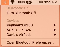 Conect Airpods au menu déroulant Mac Conect Airpods au menu déroulant Mac