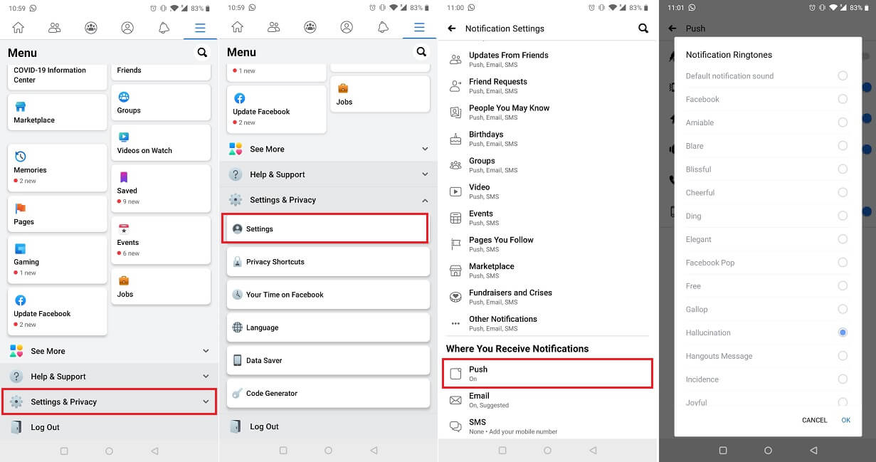 Comment changer les sons de notification sur l'application Facebook Comment changer les sons de notification sur l'application Facebook