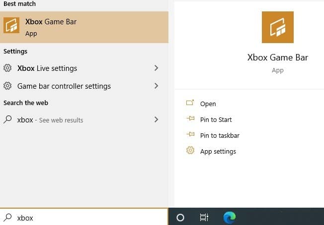 Barre de jeu de lancement de l'enregistreur d'écran Windows10