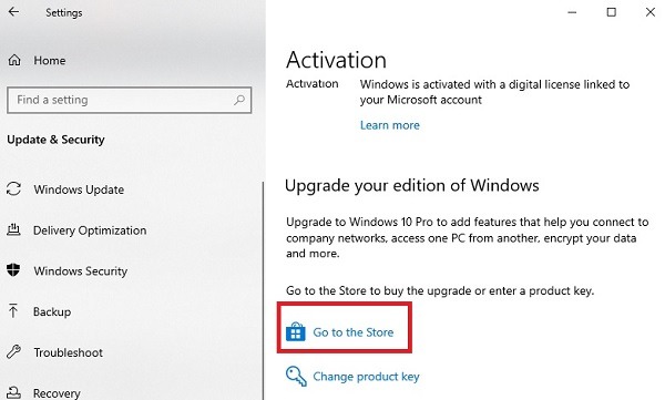 Passer de Windows 10 S à Windows 10 Home Upgrade