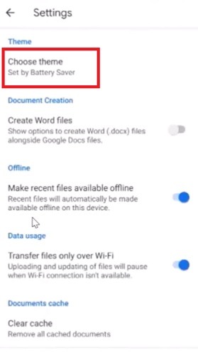 Comment activer le mode sombre de Google Docs sur le thème Android