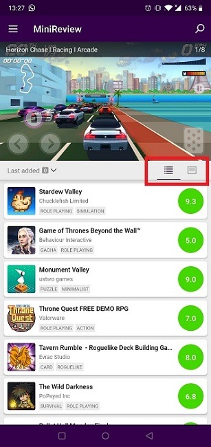 Trouver de nouveaux jeux sur Android Minireview Views