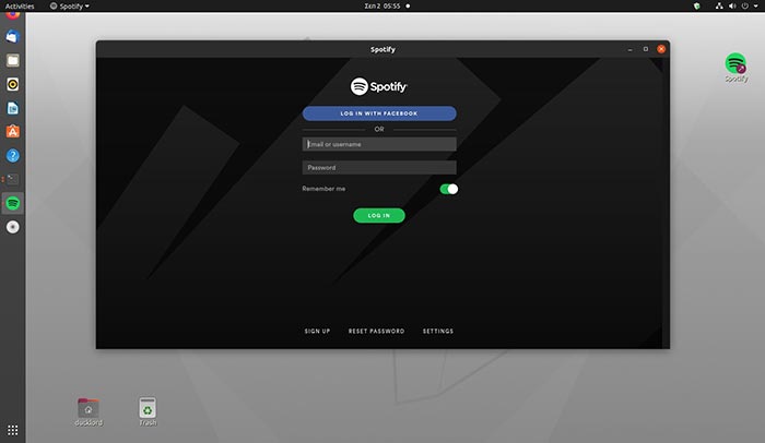 Fenêtre de sélection Linux Spotify vers la barre d'état