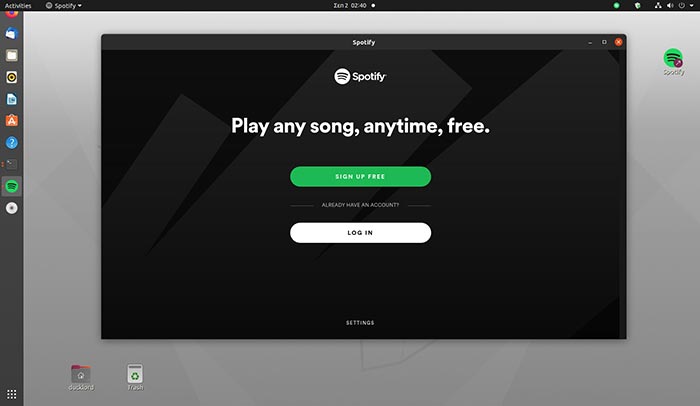 Linux Spotify vers la barre d'état Spotify fonctionnant avec l'icône de la barre d'état