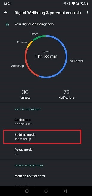 Obtenir le mode heure du coucher sur Android Accéder au mode heure du coucher