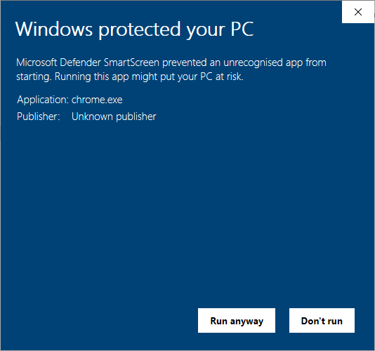 Installer Chromium Windows 10 Smartscreen