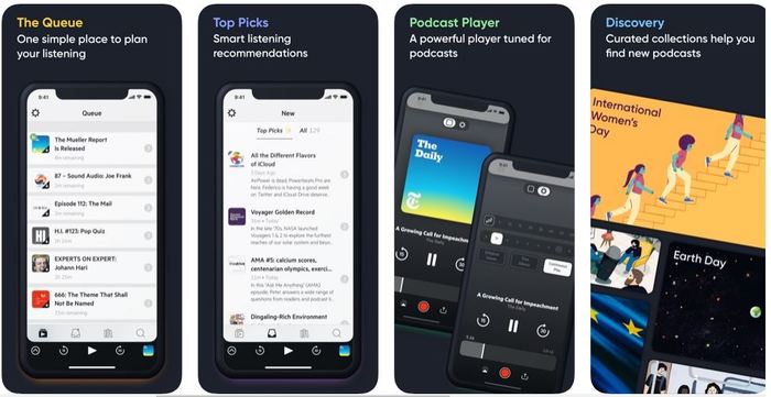 Meilleures applications de podcast Ios 2019 Castro