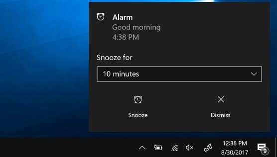 Les minuteries d'alarmes Windows10 répondent à l'alarme