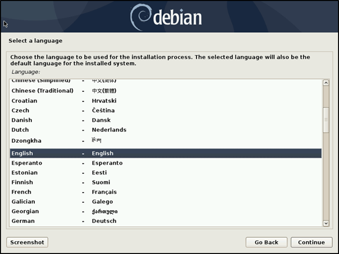 Démarrage de l'installation de Debian