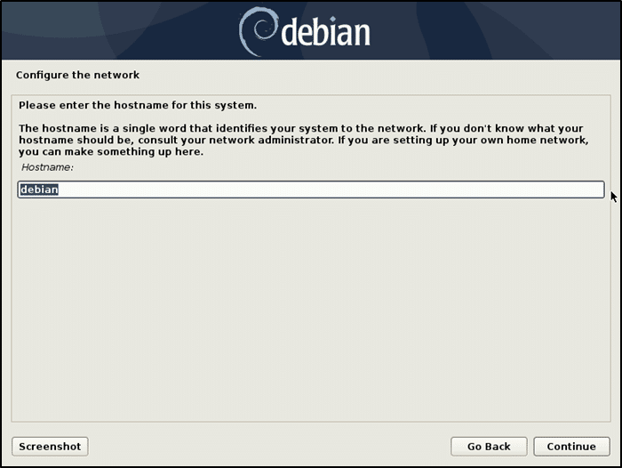 Installer Debian Choisir le nom d'hôte