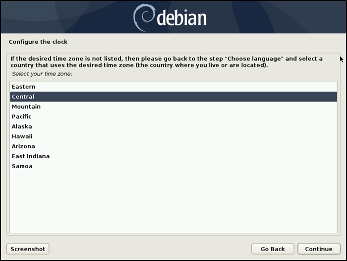 Horloge d'installation de Debian