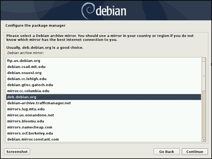 Miroir d'archives du gestionnaire de paquets d'installation de Debian