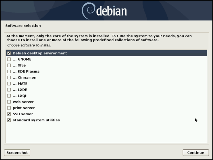Installer Debian Choisir le logiciel
