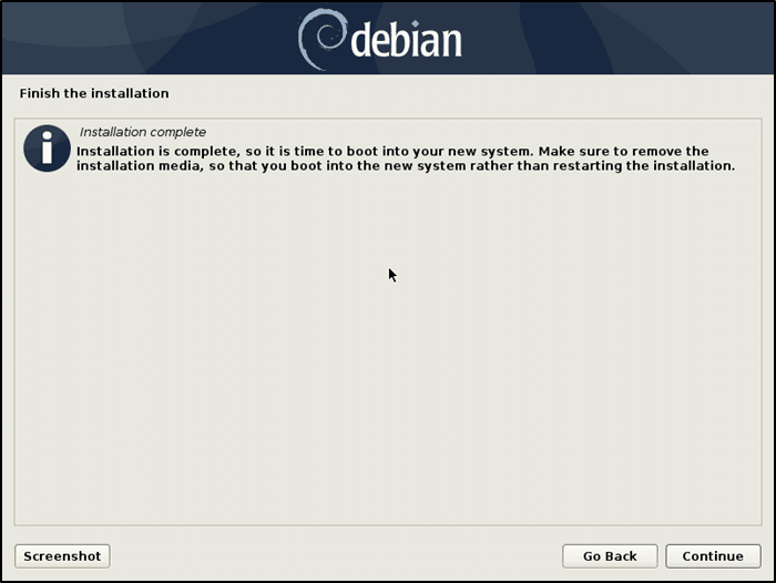 Installation de Debian terminée