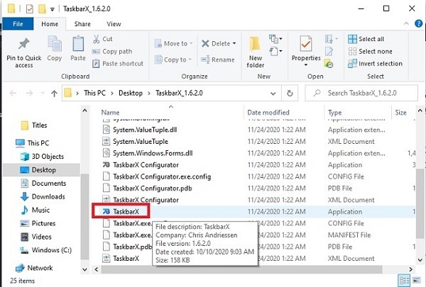 Personnalisation de la barre des tâches de Windows 10 avec l'application Taskbarx