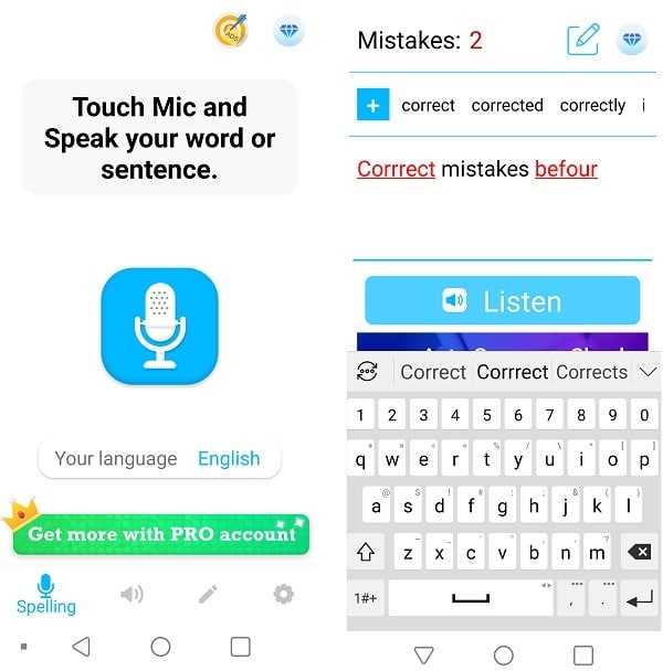 Meilleures applications de grammaire pour Android Correct Speak