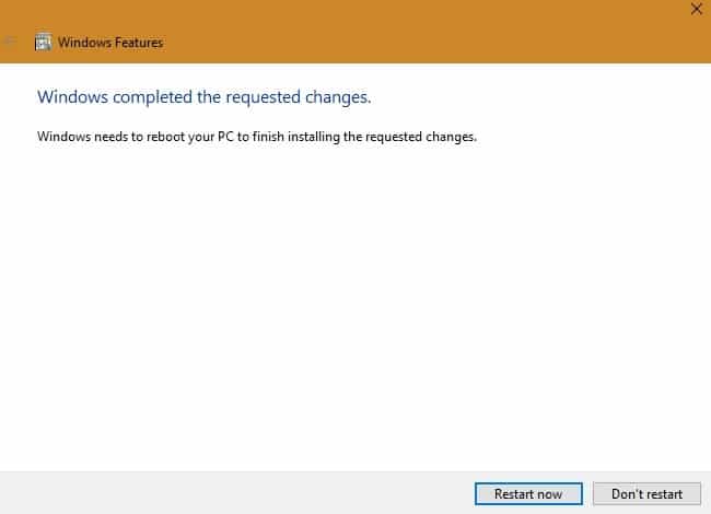 Demande de fonctionnalités Windows Slowboot terminée