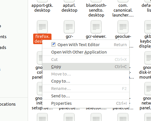 Ubuntu Copier le fichier de bureau Firefox