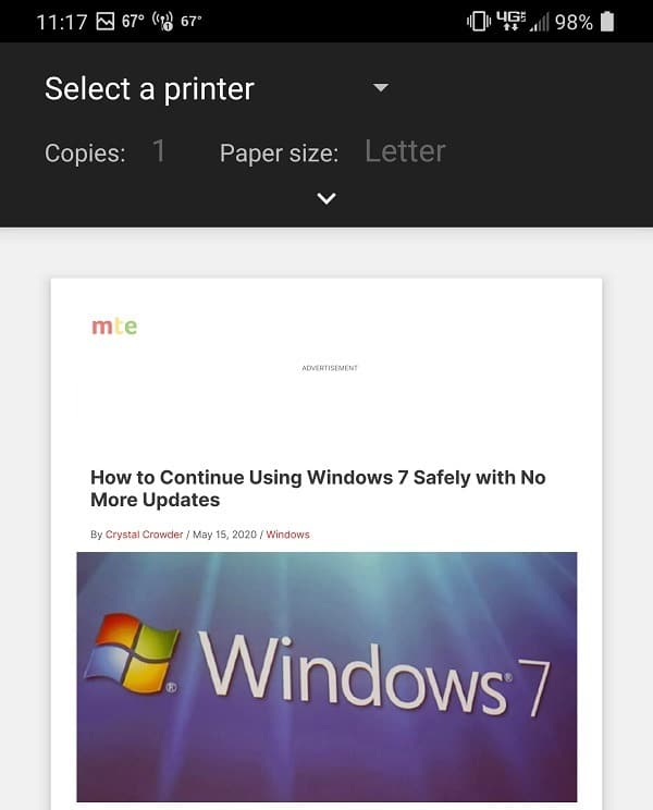 Comment imprimer au format PDF à partir de Chrome sur Android Select Printer