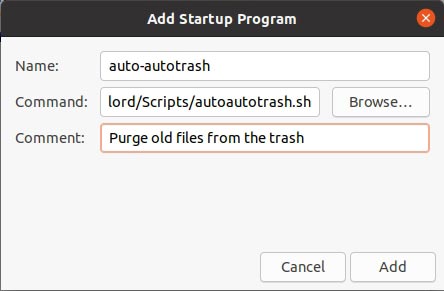 Gardez Ubuntu propre avec Autotrash Ajouter un script au démarrage