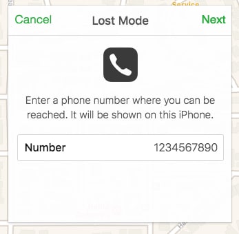 trouver-mon-iphone-set-mode-perdu-numéro-de-téléphone