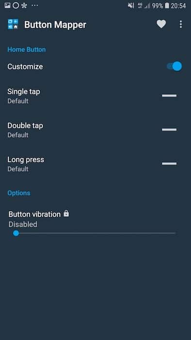 Appuyez sur le curseur « Customizer », et vous pouvez ensuite attribuer différentes actions, en fonction de la façon dont vous interagissez avec ce bouton.