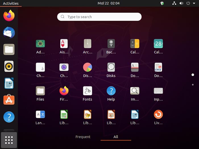 Menu des applications Ubuntu Vs Mint Ubuntu