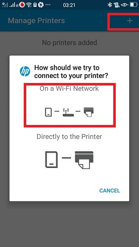 Imprimer à l'aide du plug-in de service HP pour téléphone Android Ajouter une imprimante Réseau Wi-Fi