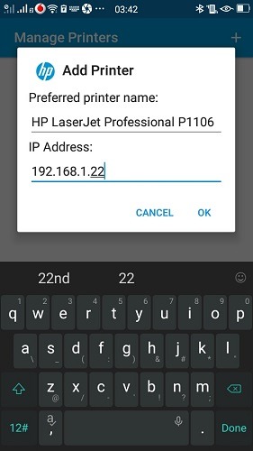 Imprimer à l'aide du plug-in de service HP pour téléphone Android Ajouter l'adresse IP de l'imprimante