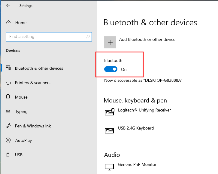 Paramètres Windows Activer Bluetooth