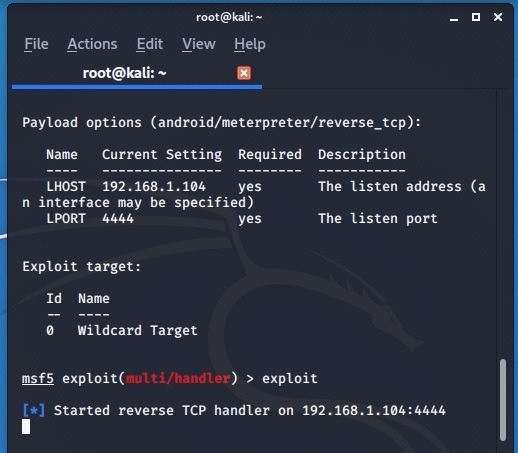 Accéder à Android Kali Linux Initialiser Exploit 