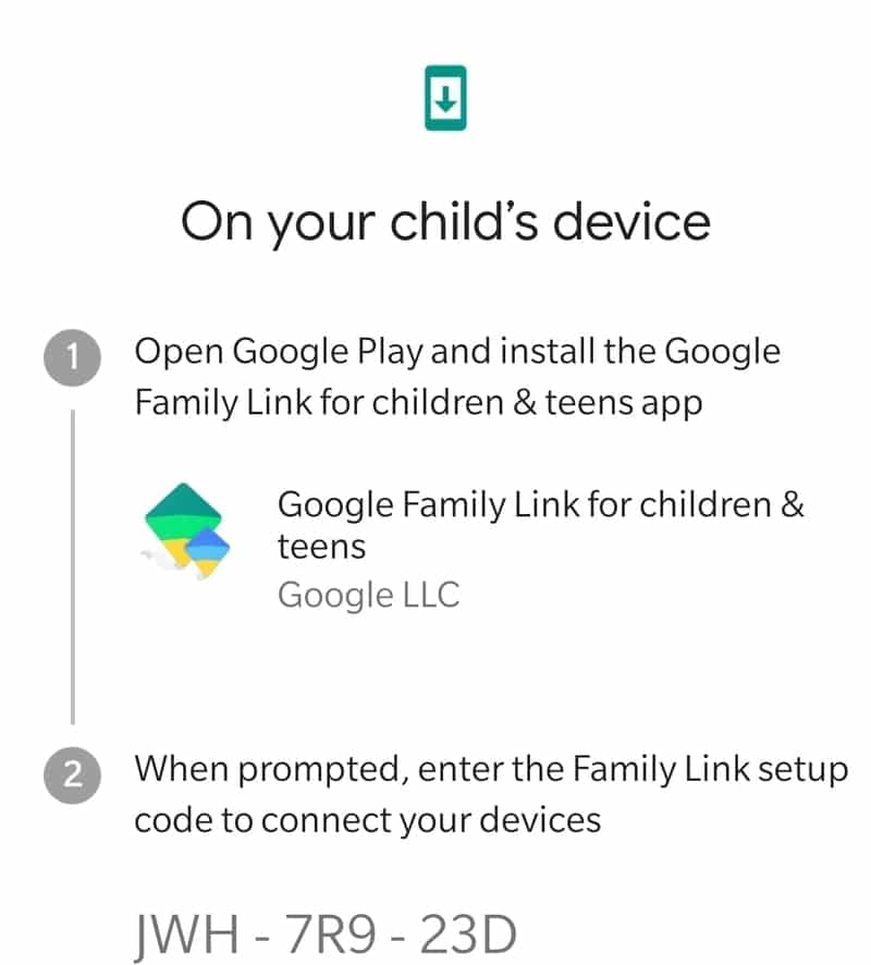 Code de lien familial Google