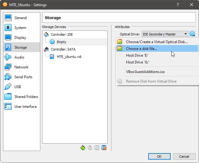 Utiliser Ubuntu sans installer Vm Choisissez un fichier disque