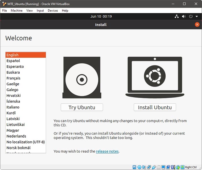 Utiliser Ubuntu sans installer Vm Démarrer l'installation