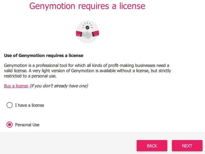 Genymotion Win10 Usage Personnel 1