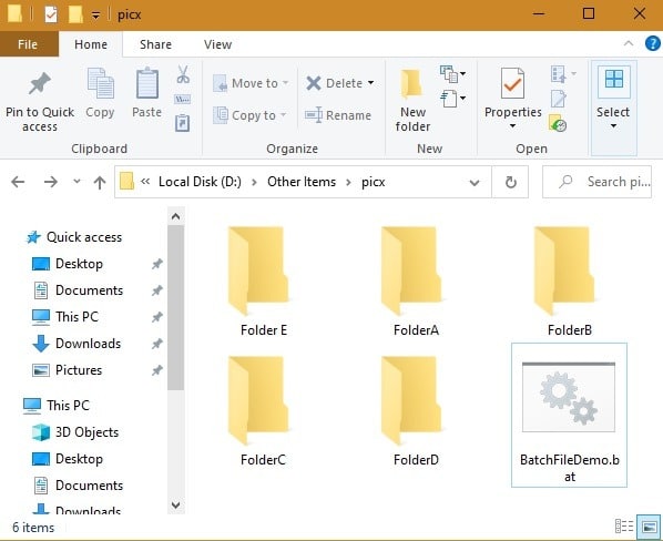 Fichiers batch Dossiers Win10 créés 1