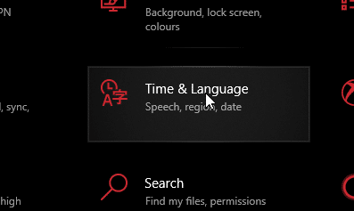 Ouvrez les paramètres d'heure et de langue de Windows