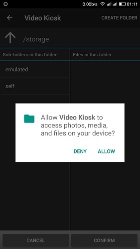 Autorisations du mode Kiosque Application Kiosque entièrement vidéo