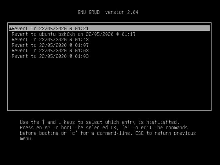 Easy Ubuntu 20 04 Instantanés Zfs Entrées de l'historique Grub