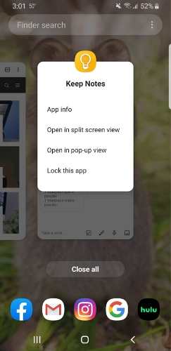 Écran partagé Android Ouvrir la première application